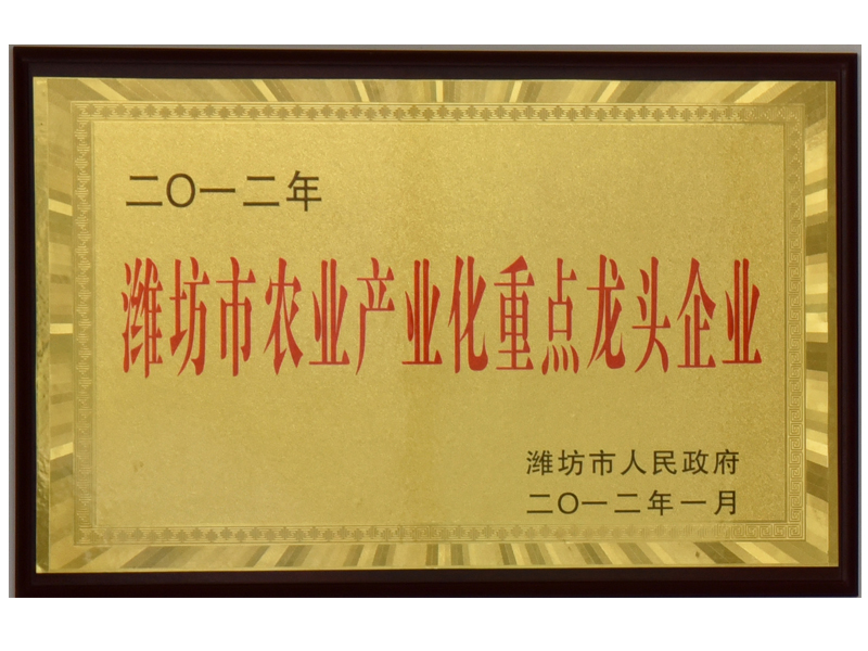 2012年濰坊市農(nóng)業(yè)產(chǎn)業(yè)化重點龍 頭企業(yè)